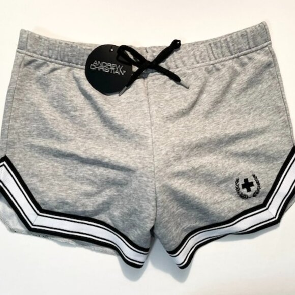 Andrew Christian Size "L" Cotton Poly Blend Gym/Workout Shorts -Gray/Black/White - Picture 1 of 9
